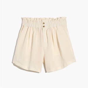 Madewell Linen-Blend Pull-On Paperbag Shorts in lighthouse